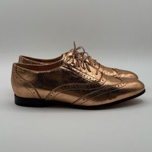J.Crew ACADEMY OXFORD  CRACKED METALLIC ROSE GOLD SIZE 6.5